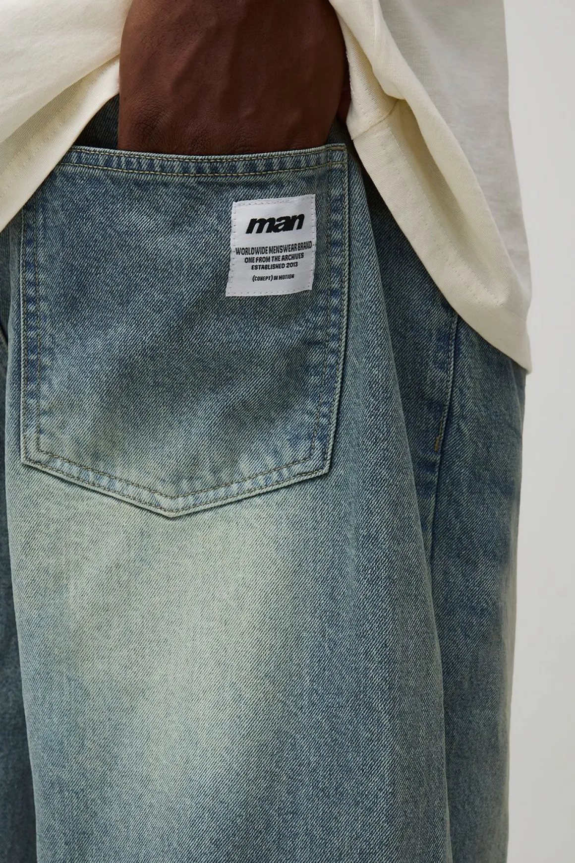 Plus Jeans à Jambe Droite Extrême Délavés Tissés à Onglet
