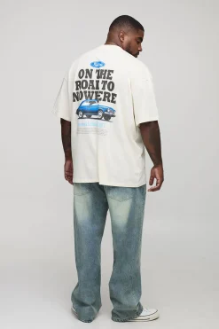 Plus Jeans à Jambe Droite Extrême Délavés Tissés à Onglet