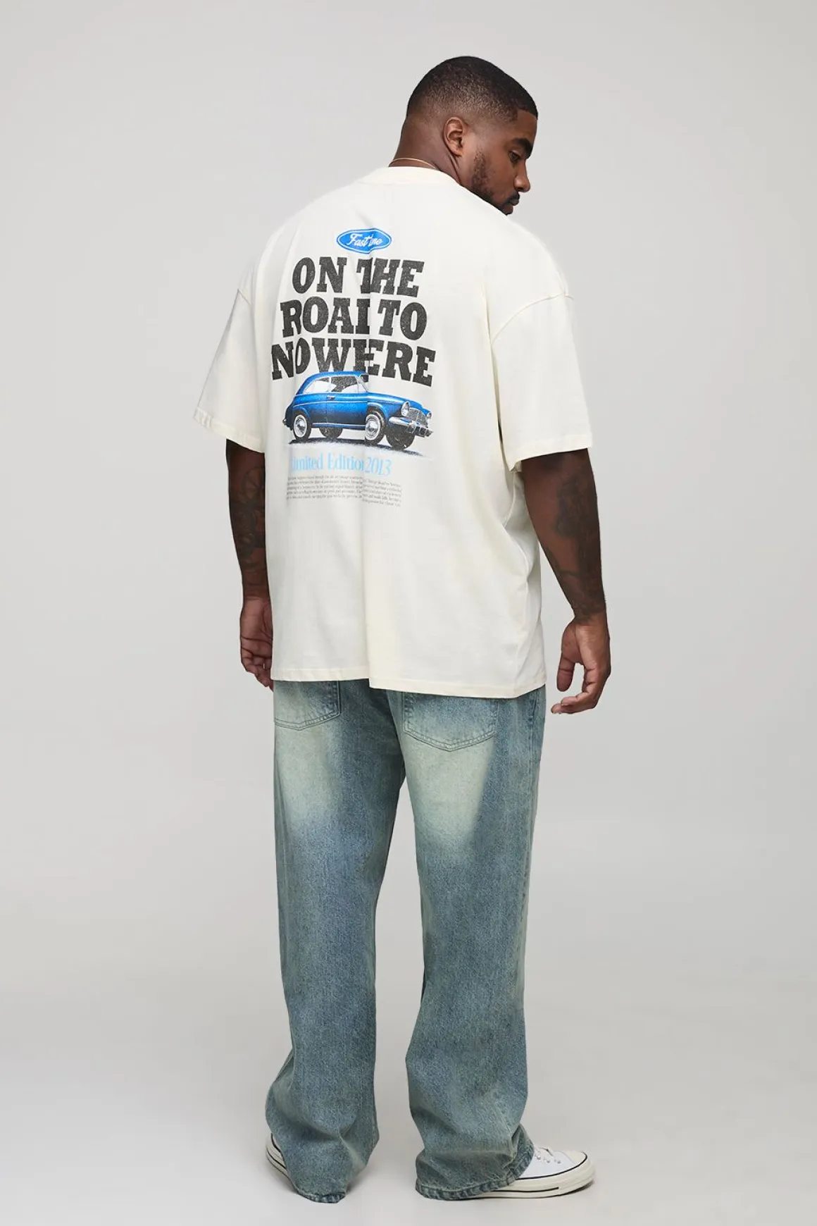 Plus Jeans à Jambe Droite Extrême Délavés Tissés à Onglet