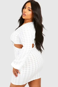 Plus Jersey Knitted O- Ring Beach Dress devient Robe de plage en jersey tricoté grande taille avec anneau en O