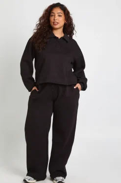 boohoo Plus Joggers à jambes larges boutonnés<Femme Pantalons|Joggings