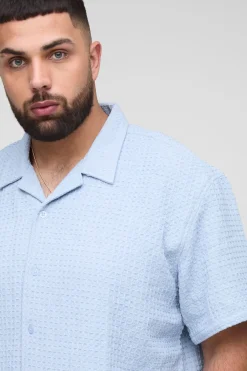 boohooMAN Plus Jumbo Waffle Regular Revere Shirt<Homme Ensembles|Tout Afficher