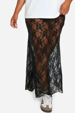 Plus Jupe Colonne Maxi en Dentelle Plus