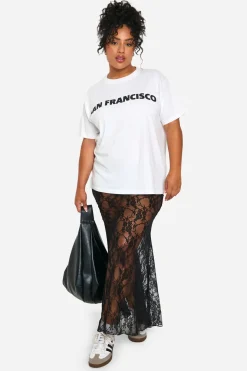 Plus Jupe Colonne Maxi en Dentelle Plus