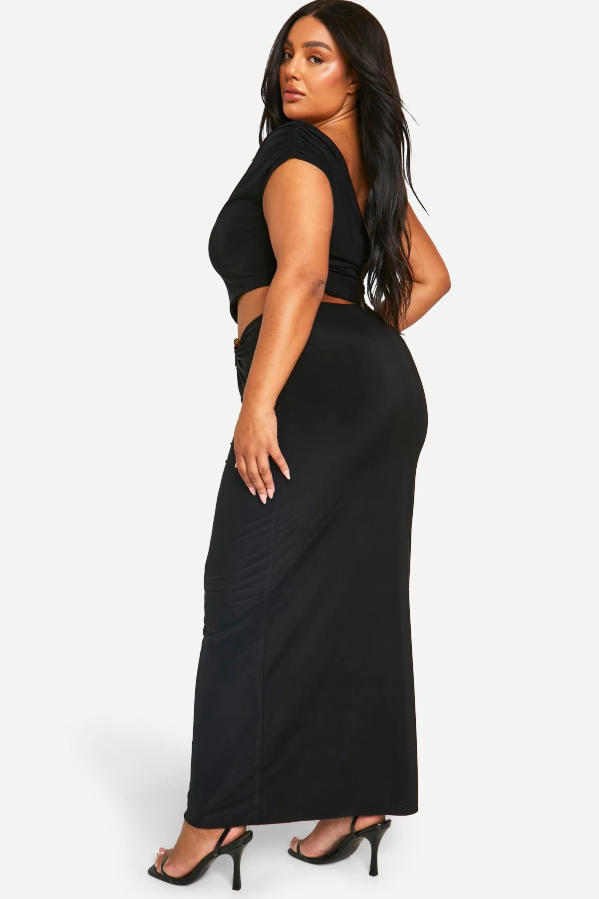 boohoo Plus Jupe Maxi Grande Taille Double Slinky avec Détail Découpé<Femme Jupes|Jupes