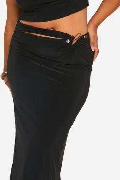 boohoo Plus Jupe Maxi Grande Taille Double Slinky avec Détail Découpé<Femme Jupes|Jupes