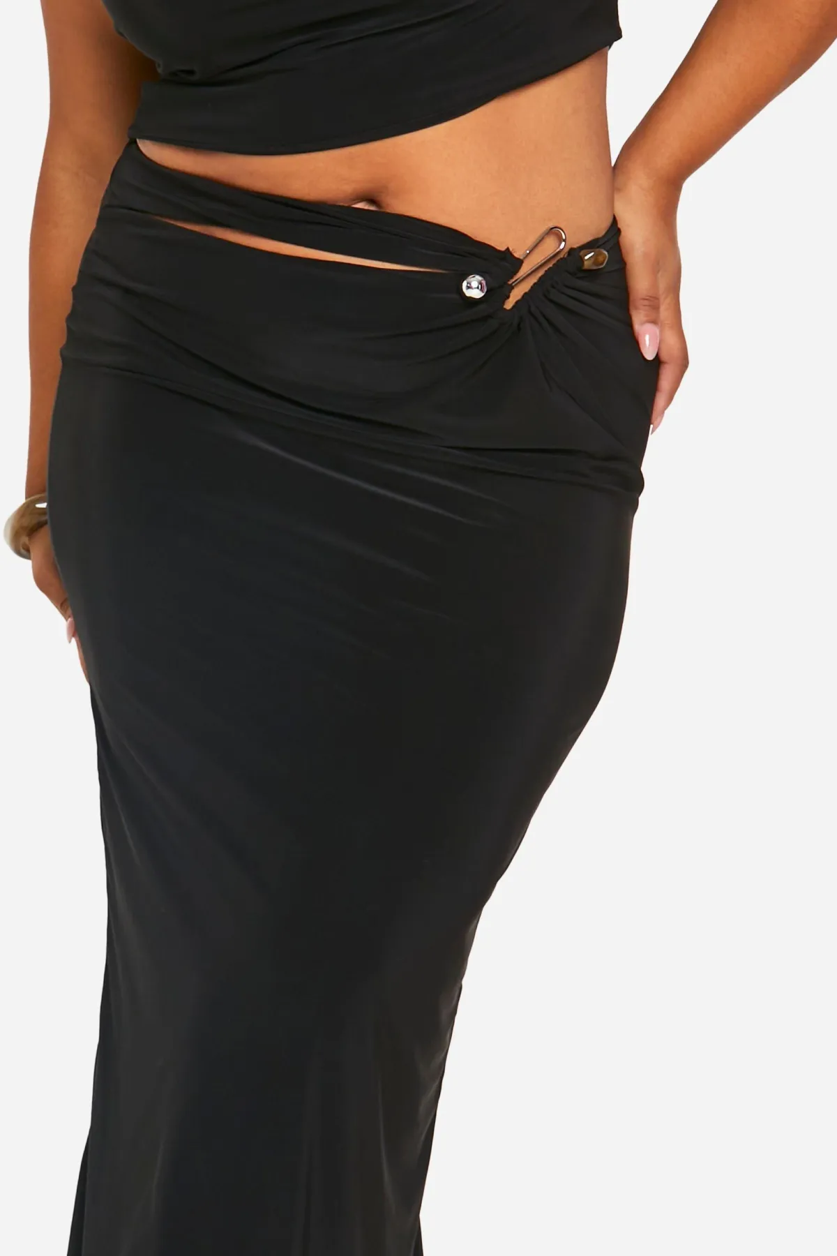 boohoo Plus Jupe Maxi Grande Taille Double Slinky avec Détail Découpé<Femme Jupes|Jupes