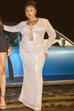 Plus Jupe Maxi à Sequins Transparentes
