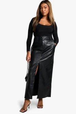 boohoo Plus Jupe Maxi synthétique à fente avant<Femme Jupes|Jupes