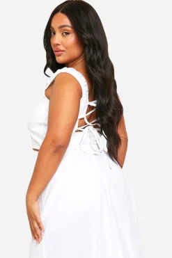 boohoo Plus Jupe Midaxi Brodée en Tissu Tissé<Femme Jupes|Jupes