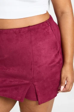 Plus jupe-short portefeuille en suède