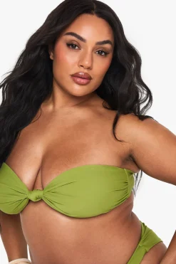 Plus Knot Detail Bandeau Bikini Top
