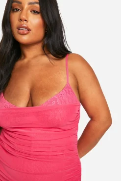 Plus Lace Power Mesh Bandage Dress