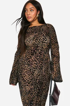 Plus Leopard Devore Robe Maxi Colonne dos nu