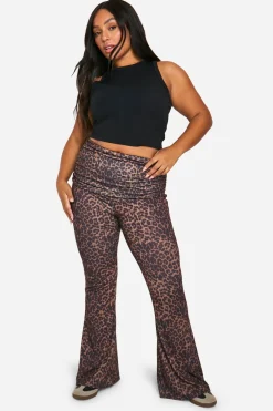 PLUS LEOPARD PANTALON FLARE À TAILLE RABAT