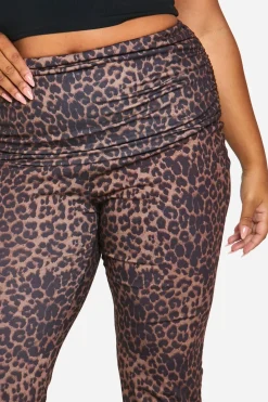PLUS LEOPARD PANTALON FLARE À TAILLE RABAT