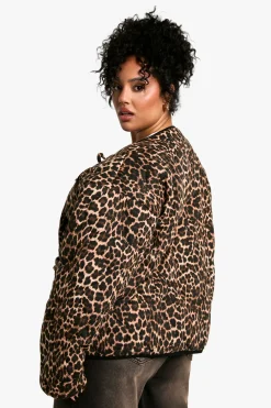 boohoo Plus Leopard Tie Detail Padded Jacket<Femme Looks Chocolat|Bombers