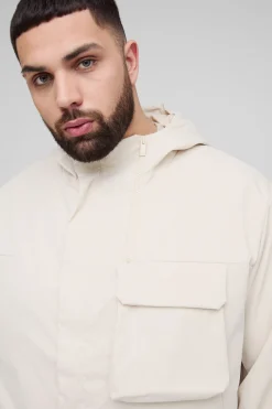 Plus Lightweight Hooded Parka Jacket In Stone