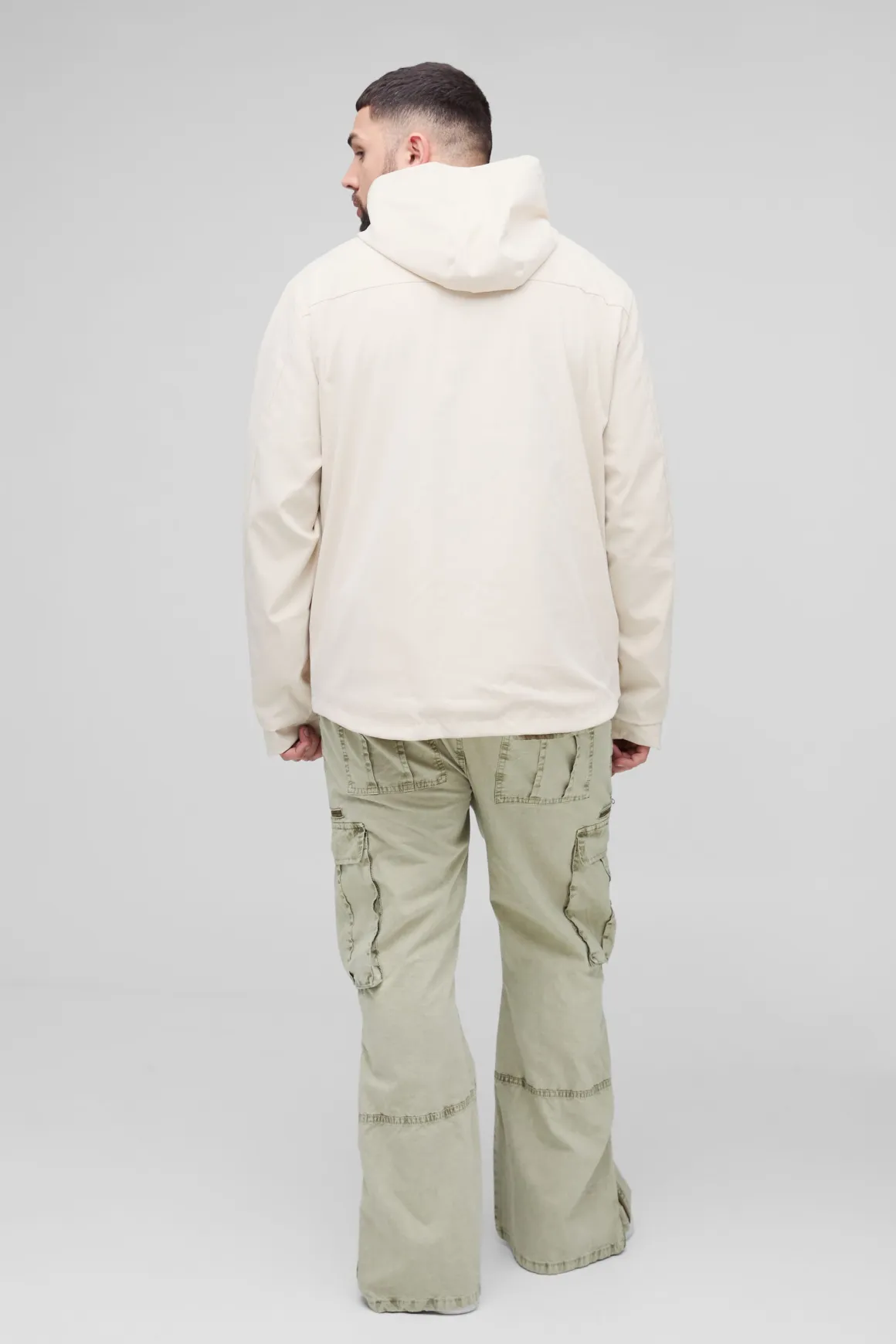 Plus Lightweight Hooded Parka Jacket In Stone