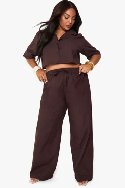 Plus Linen Longline Crop Shirt & Trouser Co Ord