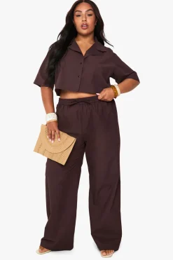 Plus Linen Longline Crop Shirt & Trouser Co Ord