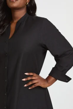 Plus Linen Look Midi Shirt Dress