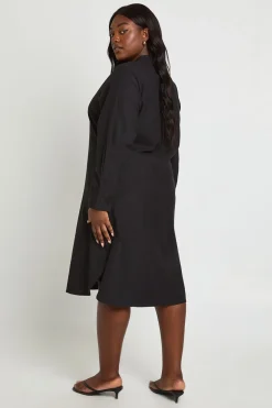 Plus Linen Look Midi Shirt Dress