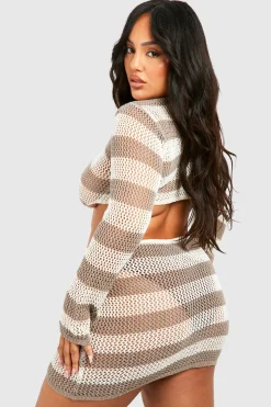 Plus Long Sleeve Ring Detail Beach Mini Dress