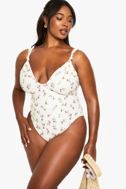 boohoo PLUS MAILLLOT DE BAIN NOUÉ IMPRIMÉ<Femme Maillots De Bain|Tenues De Plage