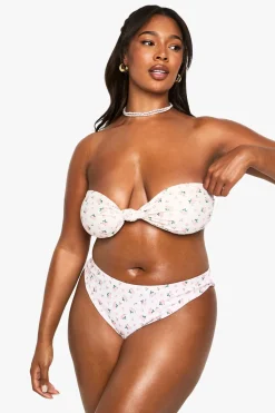 boohoo Plus MAILLLOTS DE BAIN ESSENTIELS – BAS DE BIKINI À TAILLE HAUTE IMPRIMÉ FLEURI DITSY<Femme Maillots De Bain