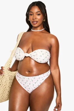 boohoo Plus MAILLLOTS DE BAIN ESSENTIELS – BAS DE BIKINI À TAILLE HAUTE IMPRIMÉ FLEURI DITSY<Femme Maillots De Bain