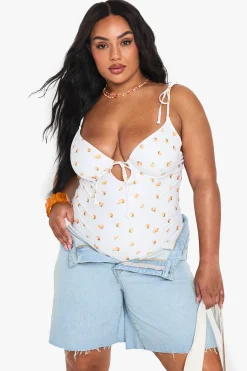 Plus Maillot de bain bandeau Plus à imprimé mandarine
