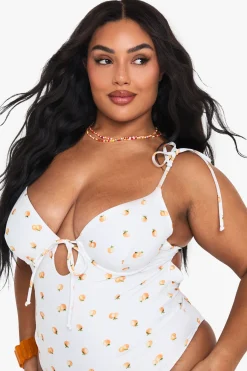 Plus Maillot de bain bandeau Plus à imprimé mandarine