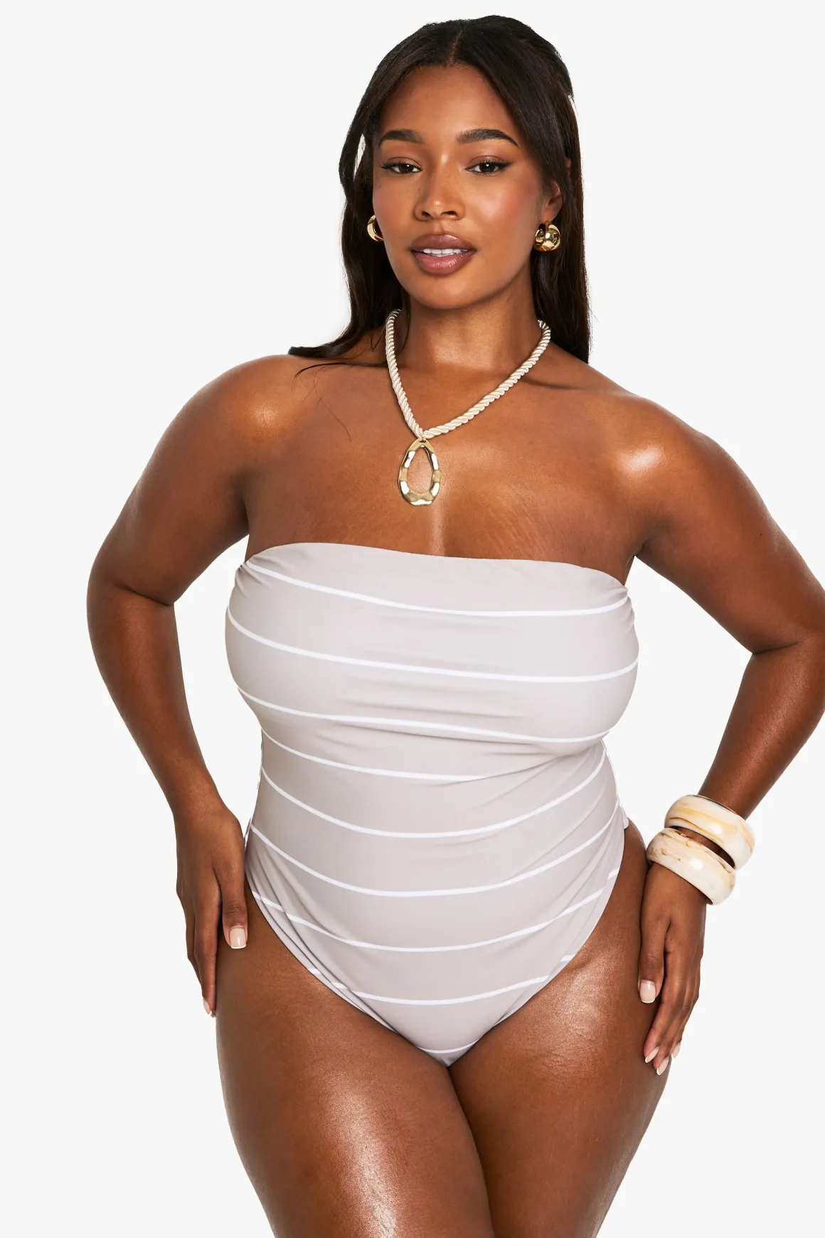 Plus Maillots de Bain Essentials Bandeau Rayé
