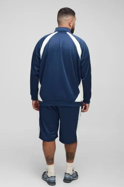 Plus Man, coupe régulière en tricot à blocs de couleurs, col cheminée, haut de survêtement