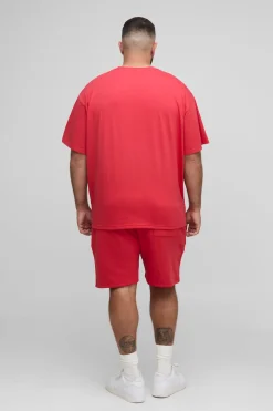 Plus Man Star Puff Print T-Shirt Oversized et short en jersey décontracté