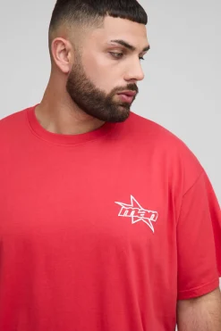 Plus Man Star Puff Print T-Shirt Oversized et short en jersey décontracté