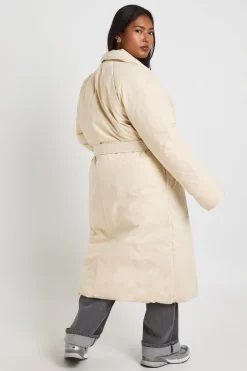 Plus Manteau Doudoune Matelassé Ceinturé