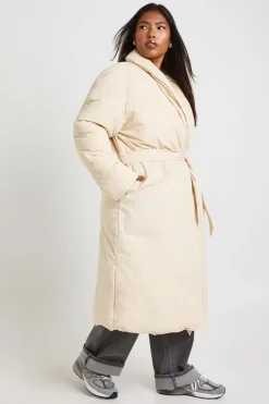 Plus Manteau Doudoune Matelassé Ceinturé