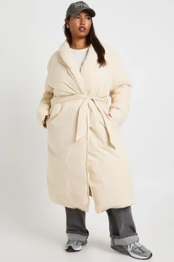 Plus Manteau Doudoune Matelassé Ceinturé