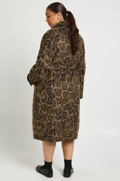 boohoo Plus manteau en laine au look imprimé<Femme Imprimé Léopard|Vestes & Manteaux