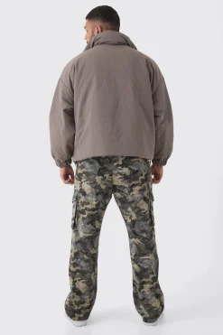boohooMAN Plus manteau rembourré à col entonnoir, ample et boxy en<Homme Vestes & Manteaux Grande Taille|Tout Afficher