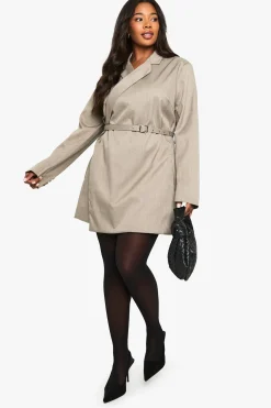 boohoo Plus Marl Robe Blazer Ceinturée<Femme Tailleurs|Robes À Manches Longues