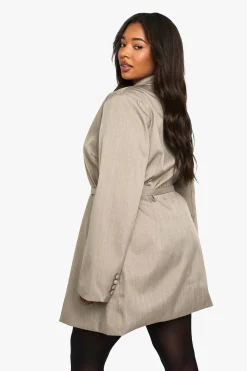 boohoo Plus Marl Robe Blazer Ceinturée<Femme Tailleurs|Robes À Manches Longues