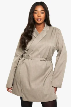 boohoo Plus Marl Robe Blazer Ceinturée<Femme Tailleurs|Robes À Manches Longues