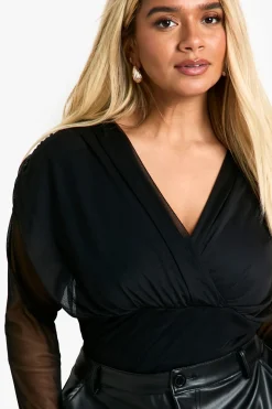 Plus Mesh Long Sleeve Bodysuit