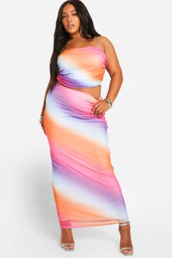 Plus Mesh Ombre Print Top