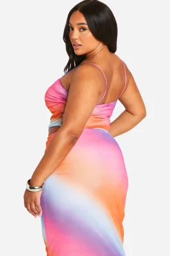 Plus Mesh Ombre Print Top