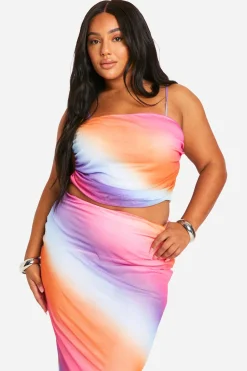 Plus Mesh Ombre Print Top