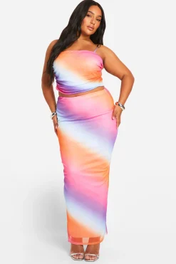 Plus Mesh Ombre Print Top